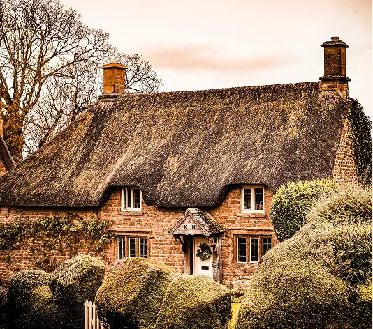 Thatched cottage in the countryside
