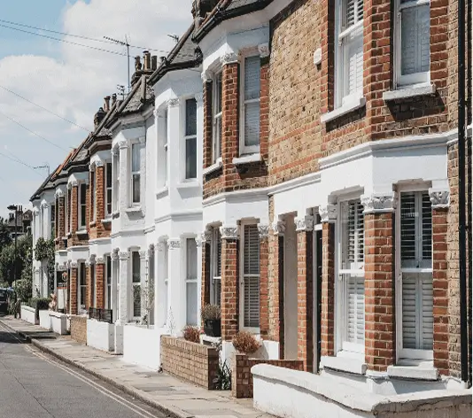 Terraced houses on a residential street